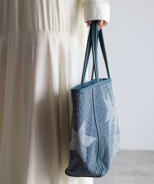 【ショップチャンネルOA商品】星柄ラインストーントートバッグポーチセット 17-0998